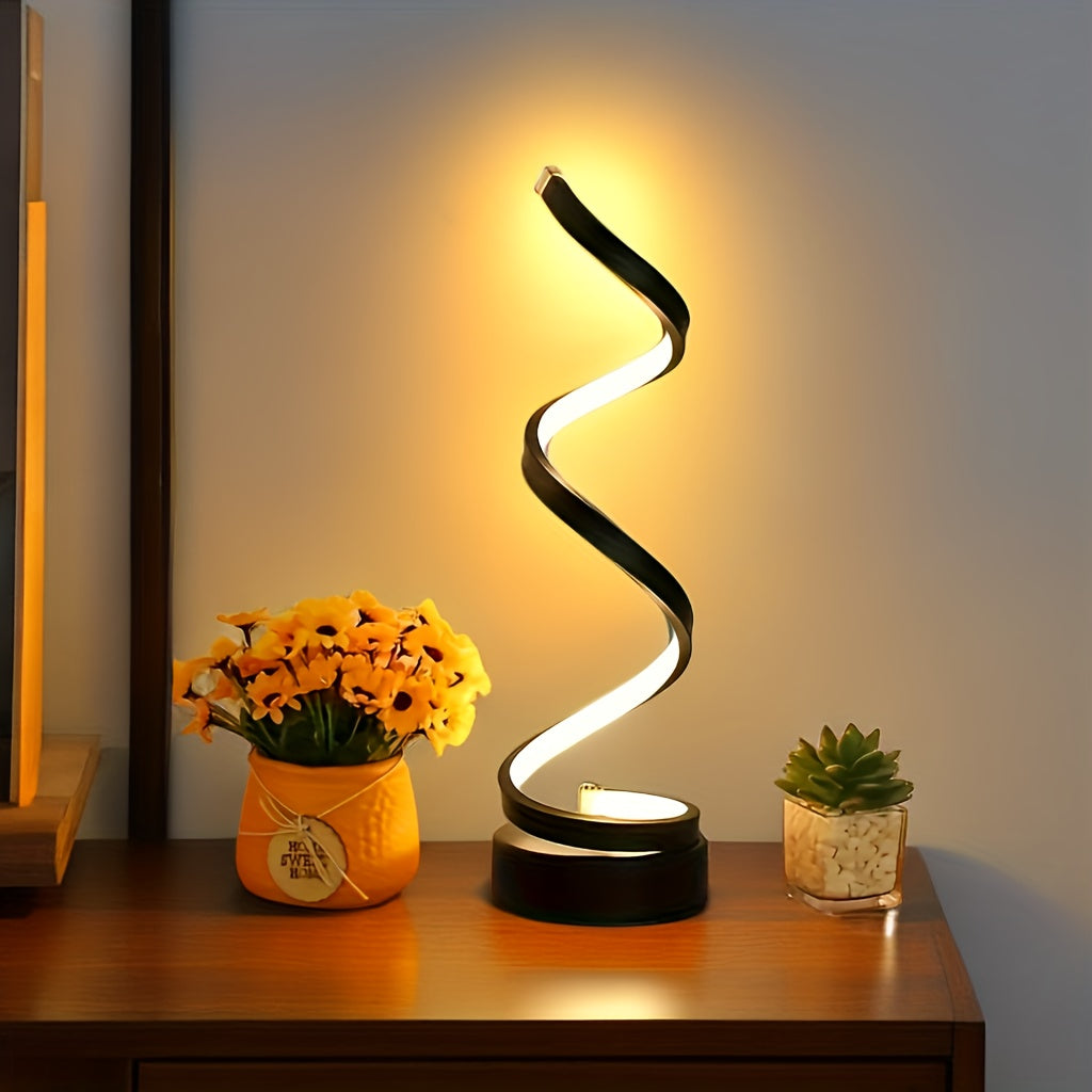 Modern Spiral Table Lamp – Creative LED Desk Lamp with Gentle Warm Light, Perfect for Bedroom, Living Room, and Study Decor | Kalsten