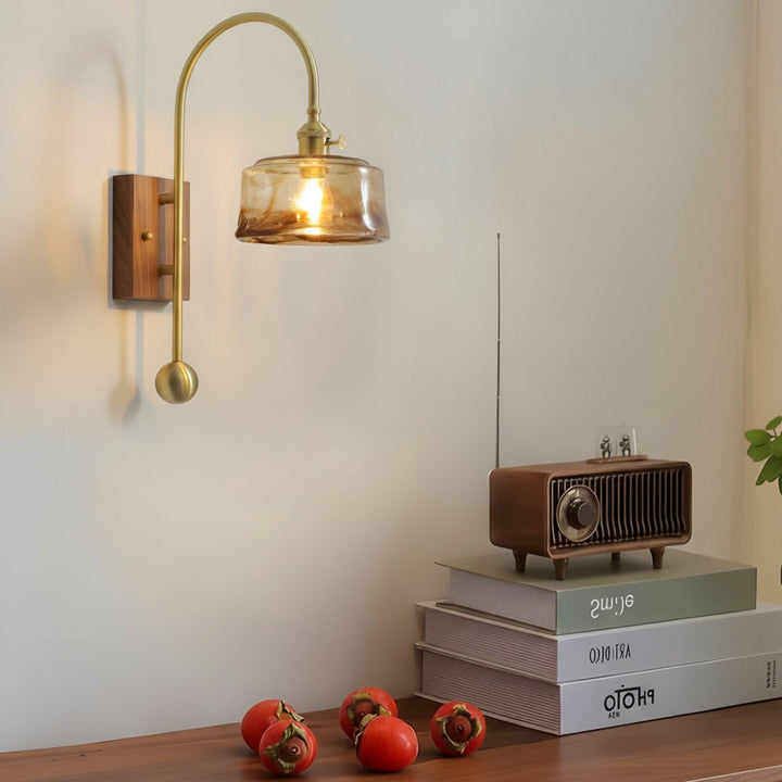 LED Wall Sconce Light – Retro Industrial High Arm Brass Glass (30x15cm / 11.8x5.9in) | Kalsten