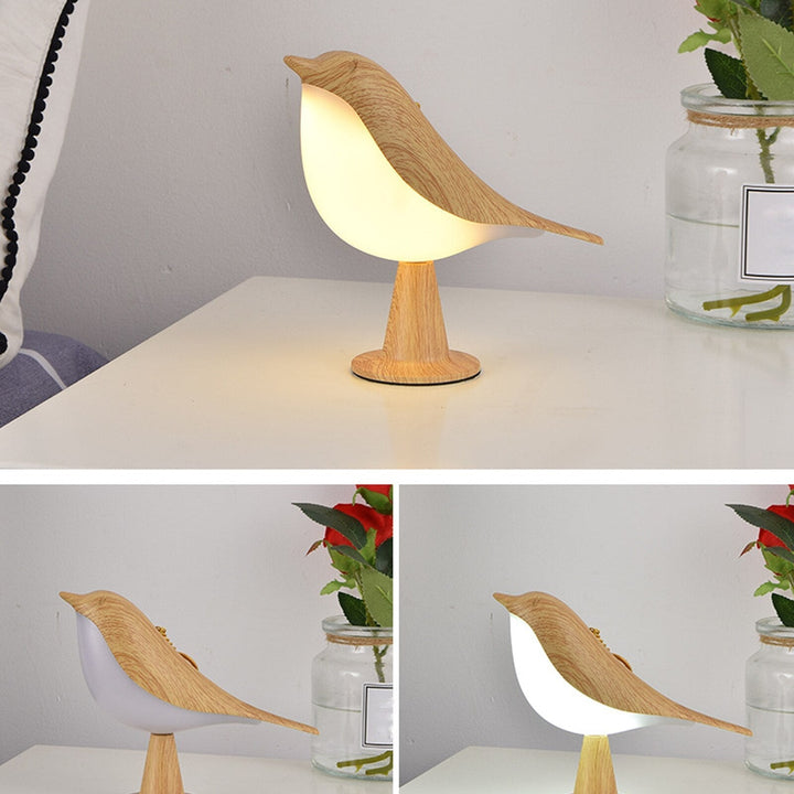 Table Lamp with Bird Design in Wood Finish | Kalsten
