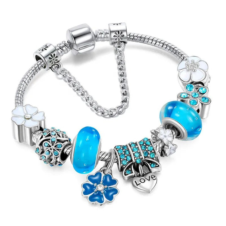 Kalsten | Elegant Floral Charm Bracelet in 925 Sterling Silver for Women - Nature-Inspired Design