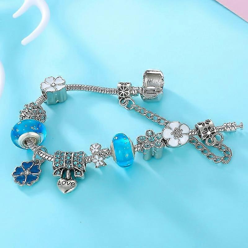 Kalsten | Elegant Floral Charm Bracelet in 925 Sterling Silver for Women - Nature-Inspired Design