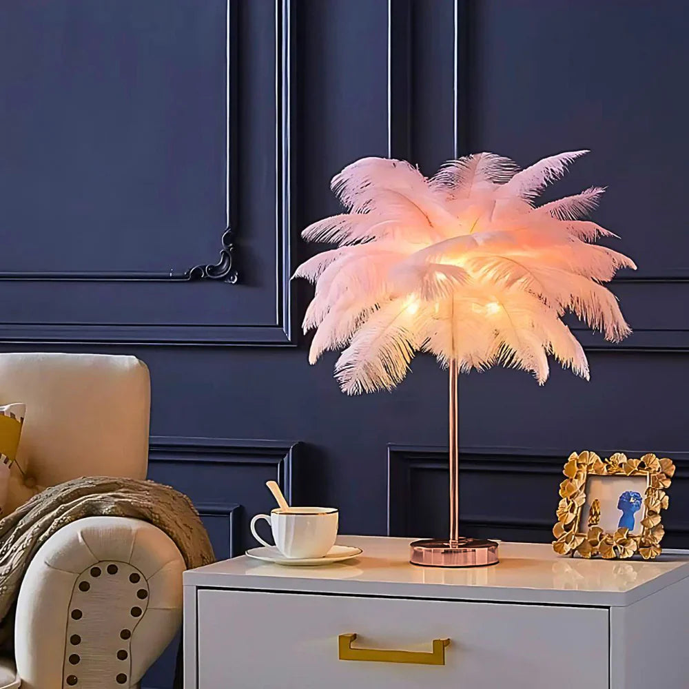 Modern Feather Shade Table Lamp Kalsten