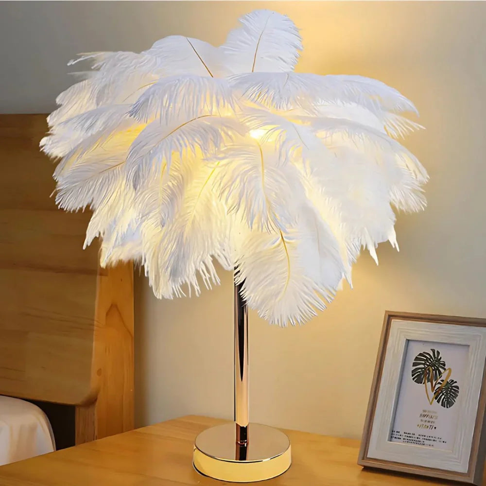 Modern Feather Shade Table Lamp Kalsten