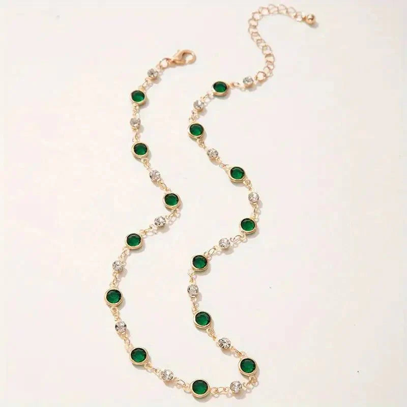 Kalsten | Emerald and Diamond Spaced Choker Necklace
