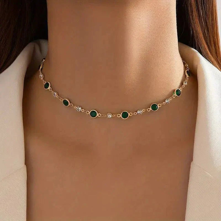 Kalsten | Emerald and Diamond Spaced Choker Necklace