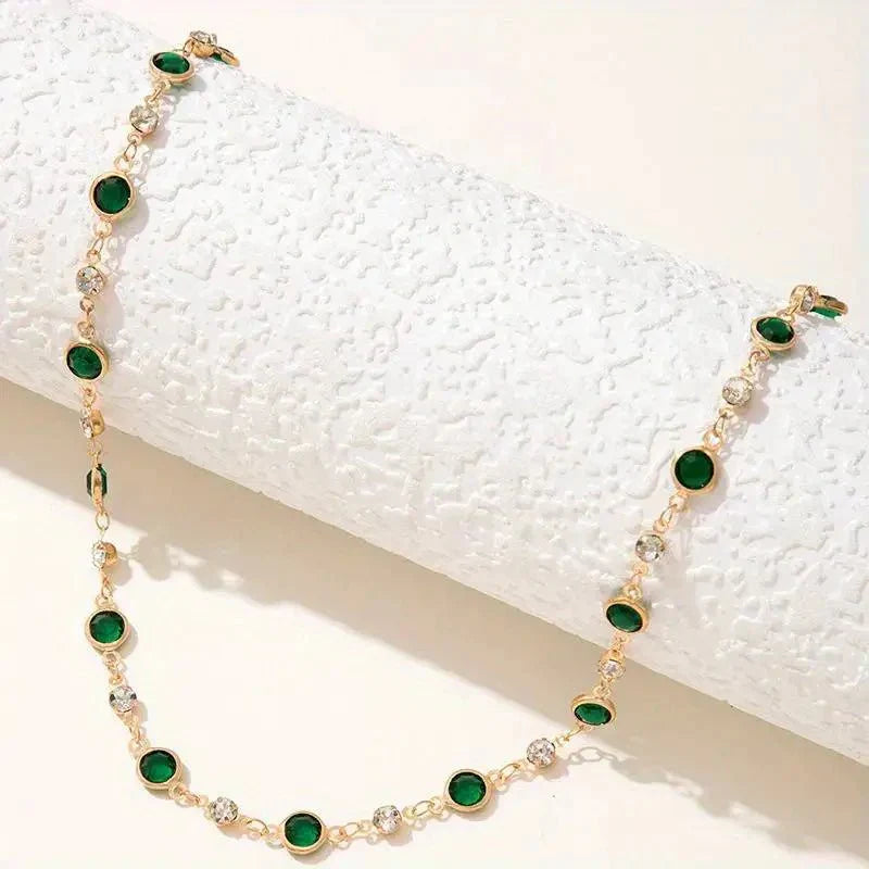 Kalsten | Emerald and Diamond Spaced Choker Necklace