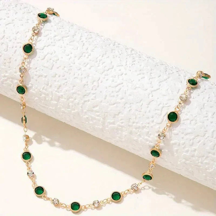 Kalsten | Emerald and Diamond Spaced Choker Necklace