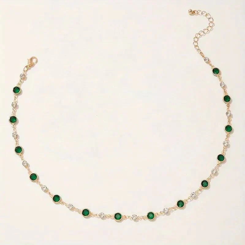 Kalsten | Emerald and Diamond Spaced Choker Necklace