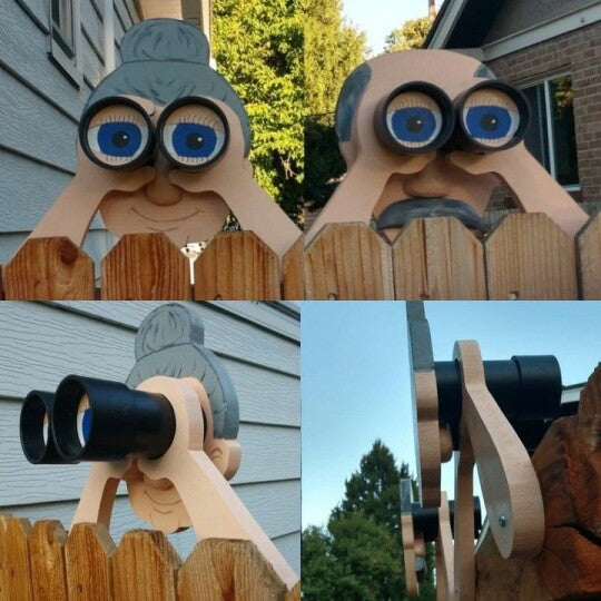 Kalsten | Fence Decoration Nosy Old Man and Lady Garden Yard Art
