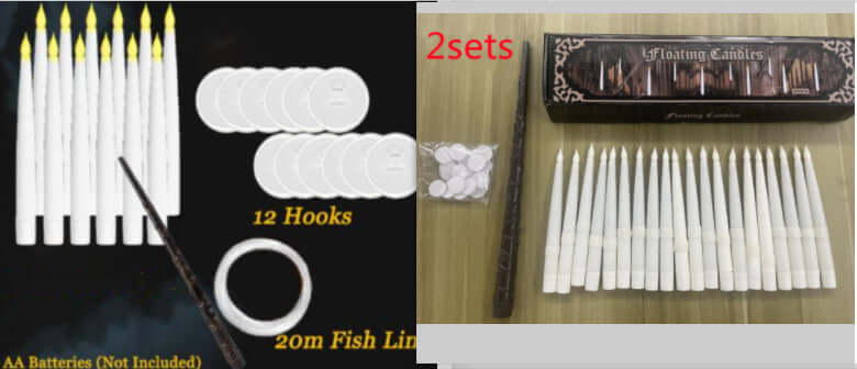 20 LED Floating Taper Candles With Candle Sticks and Magic Wand Remote Control for Home and Event Decoration | Kalsten