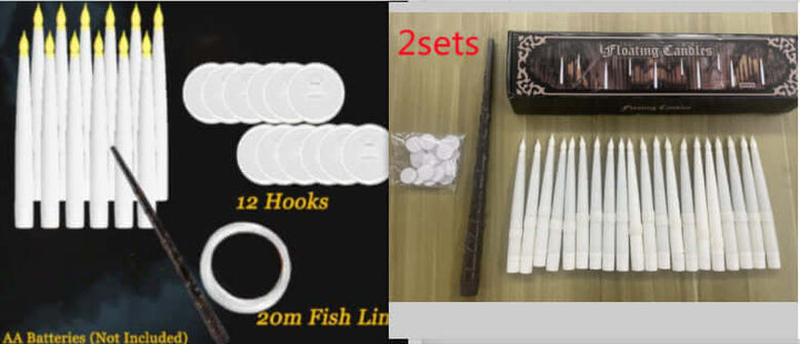 20 LED Floating Taper Candles With Candle Sticks and Magic Wand Remote Control for Home and Event Decoration | Kalsten