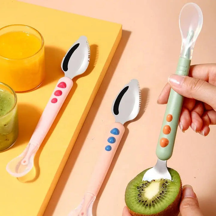 Kalsten | Baby spoon with scraper — double-sided fruit preparation tool