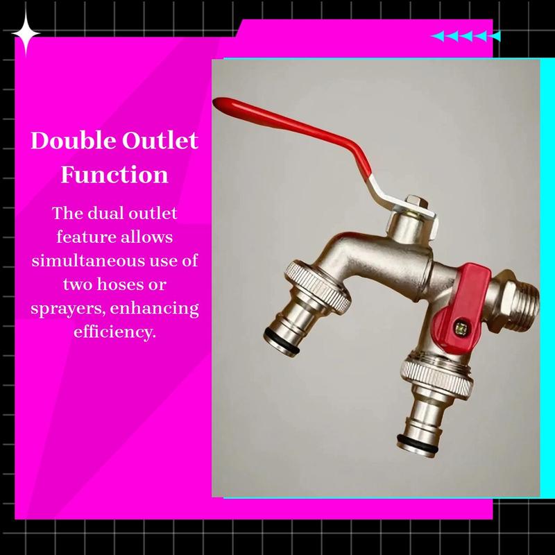Kalsten | Dual-Outlet Stainless Garden Faucet – Rustproof 2-Way Tap with Quick Connect & Independent Valves