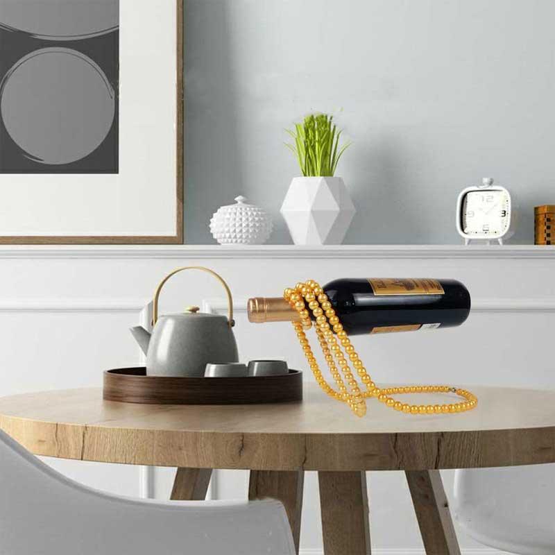 Kalsten | Elegant Pearl Bottle Holder - Hanging Wine Bottle Holder Rack