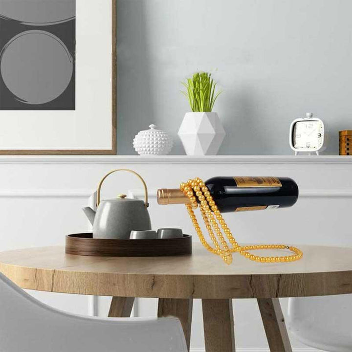 Kalsten | Elegant Pearl Bottle Holder - Hanging Wine Bottle Holder Rack