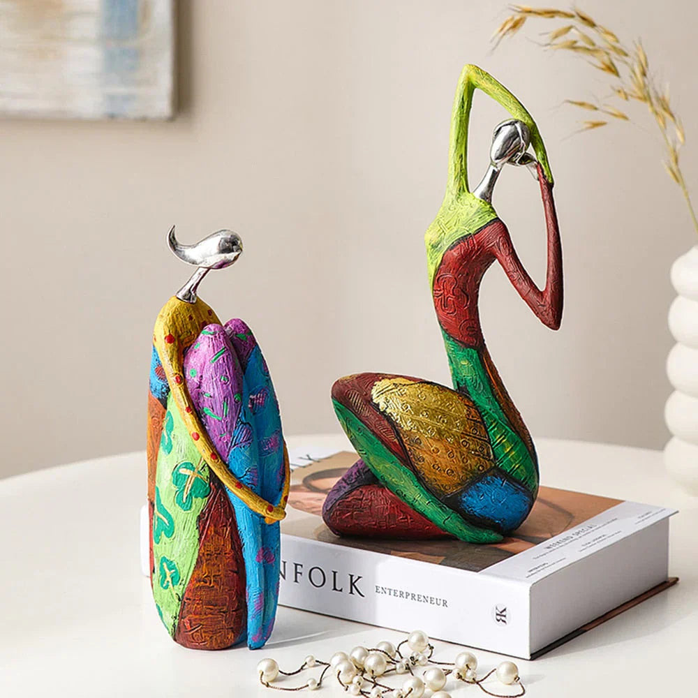 Kalsten | Modern Abstract Woman Sculptures – Handcrafted Colourful Resin Art for Home Decor