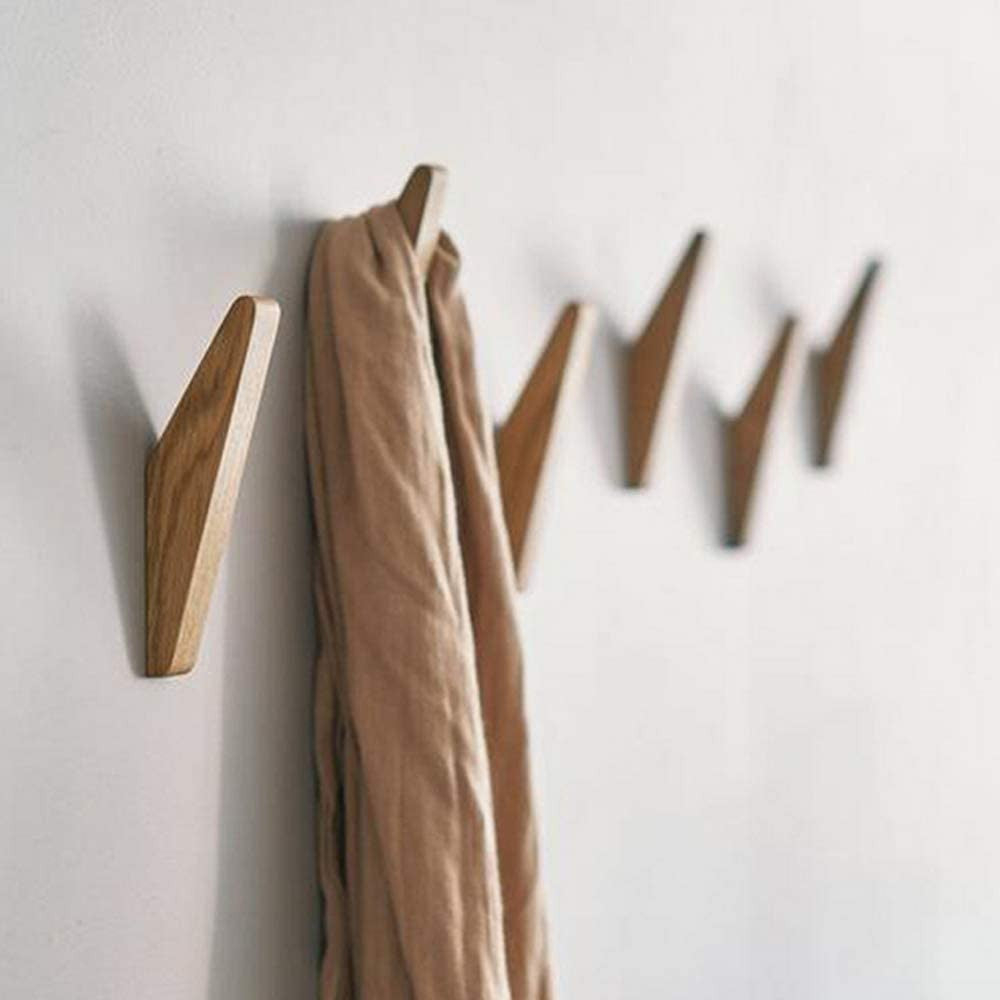 Kalsten | Wooden Wall Hooks Set Nordhaak – 6 Minimalistic Coat Hooks made of Solid Wood