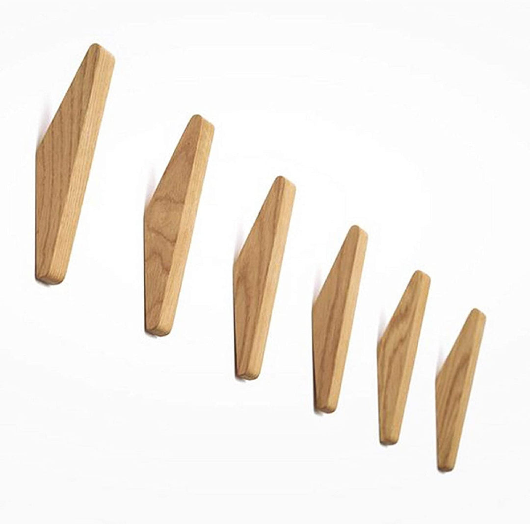 Kalsten | Wooden Wall Hooks Set Nordhaak – 6 Minimalistic Coat Hooks made of Solid Wood