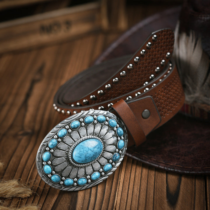 Kalsten | Men's Belt Western Style – Vegan Leather Belt with Sturdy Metal Buckle