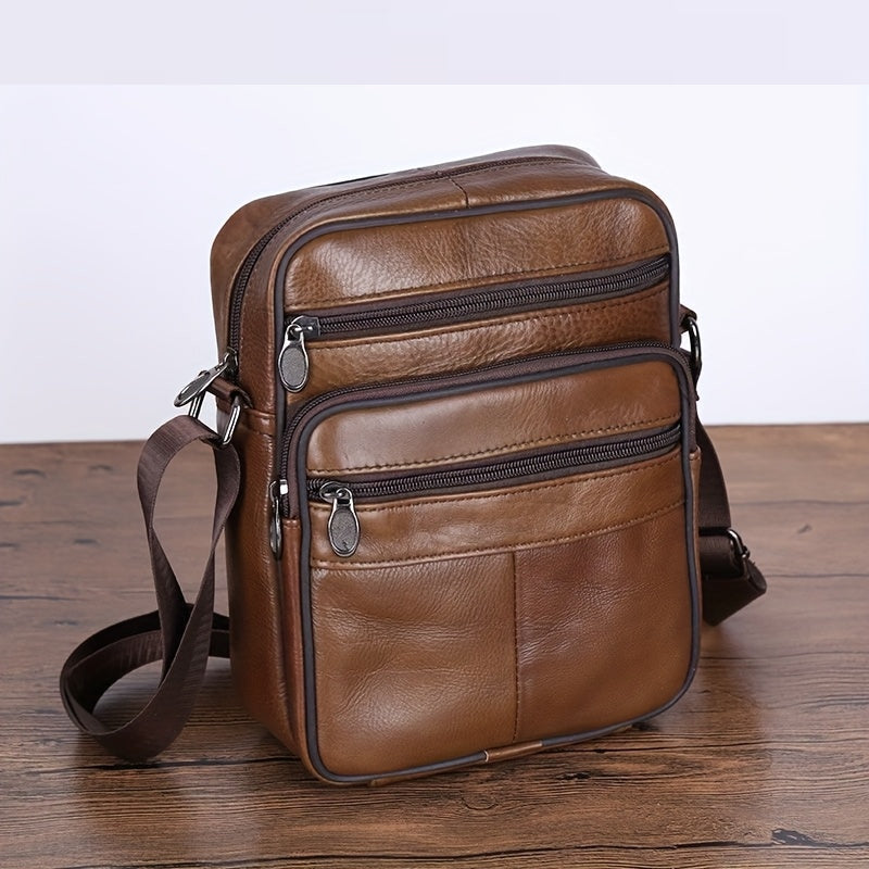 Leather Men's Shoulder Bag – Spacious Cowhide Bag with Adjustable Strap | Kalsten