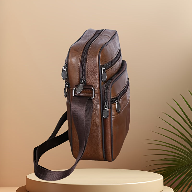 Kalsten | Leather Men’s Shoulder Bag – Spacious Cowhide Bag with Adjustable Strap