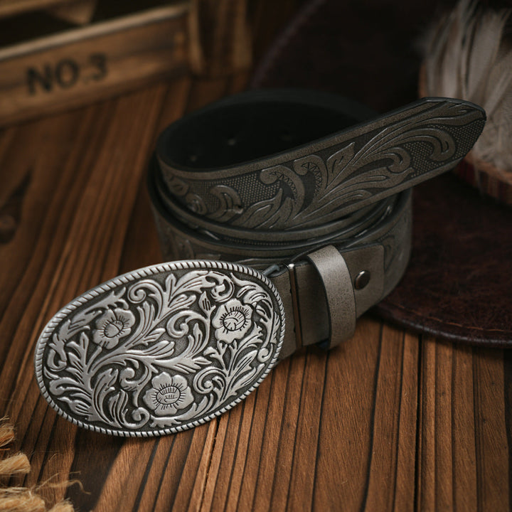 Kalsten | Men's Belt Western Style – Vegan Leather Belt with Sturdy Metal Buckle