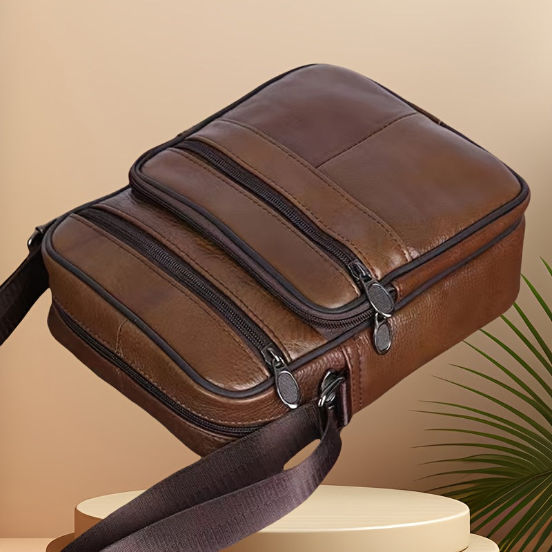 Kalsten | Leather Men’s Shoulder Bag – Spacious Cowhide Bag with Adjustable Strap