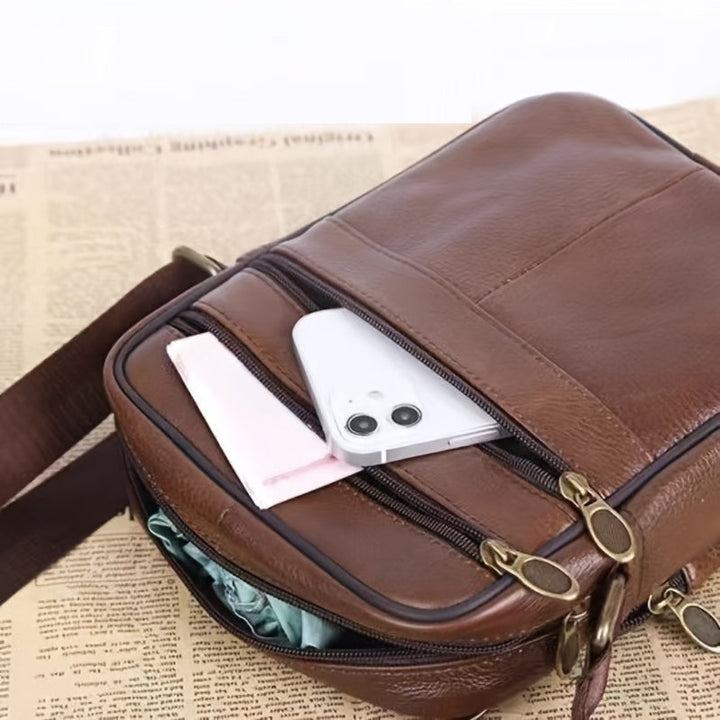 Leather Men's Shoulder Bag – Spacious Cowhide Bag with Adjustable Strap | Kalsten