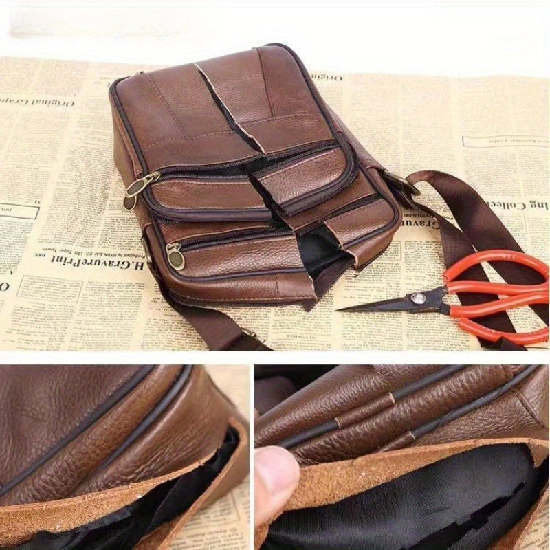 Leather Men's Shoulder Bag – Spacious Cowhide Bag with Adjustable Strap | Kalsten