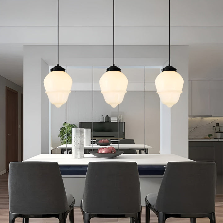 Hanging lamp made of milk glass – Vintage design with geometric glass | Kalsten