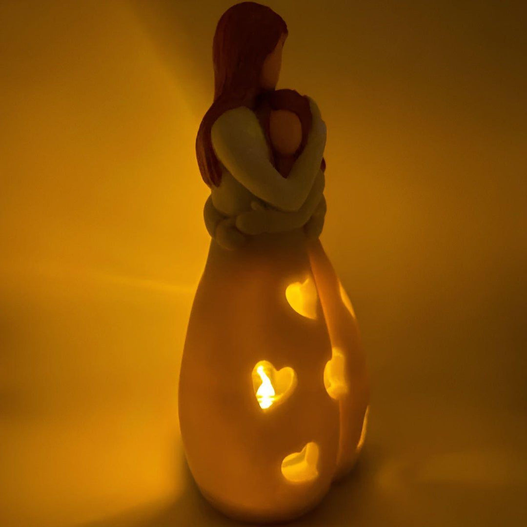 Embrace Glow - Embracing Mother Daughter Statue Flickering Candle Holder | Kalsten