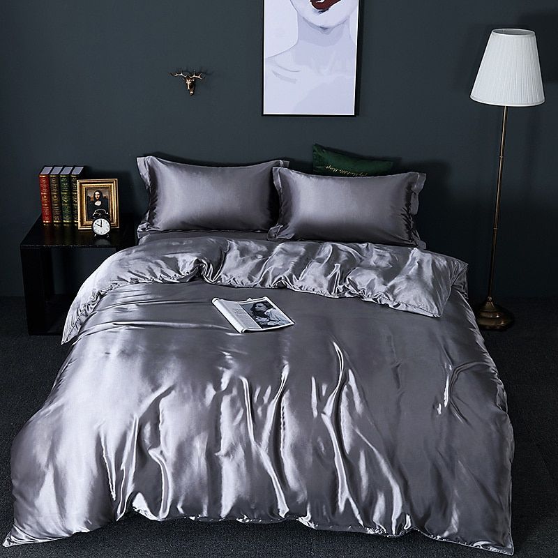 Silk/Satin Bed Linen Duvet Cover Luxury Set (2x Pillowcase, 1x Fitted Sheet, 1x Duvet) Kalsten