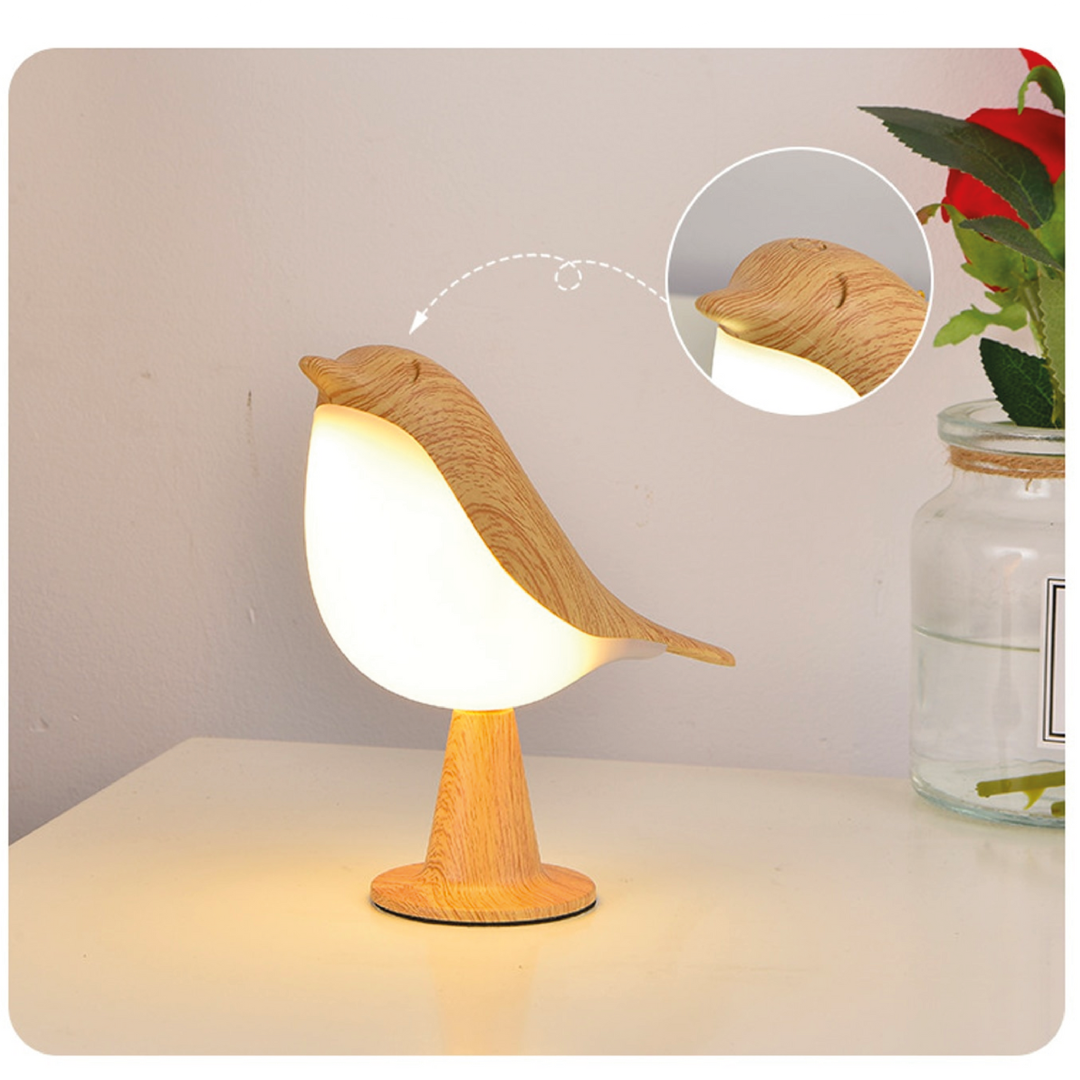 Table Lamp with Bird Design in Wood Finish | Kalsten