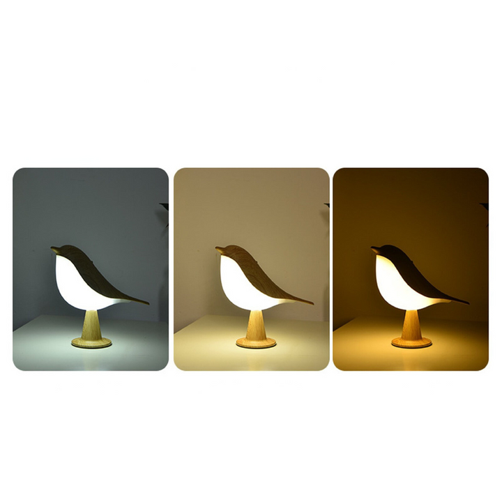 Table Lamp with Bird Design in Wood Finish | Kalsten