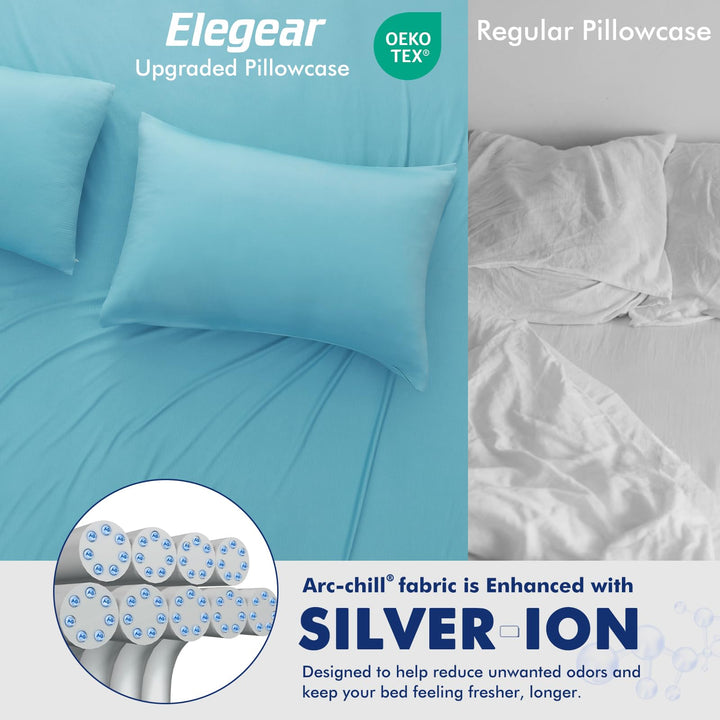 3.0 Cooling Pillowcase – Silver Ion Freshness, Dual-Sided Cool Touch, Ultra-Light & Breathable for Hot Sleepers-Blue | Kalsten