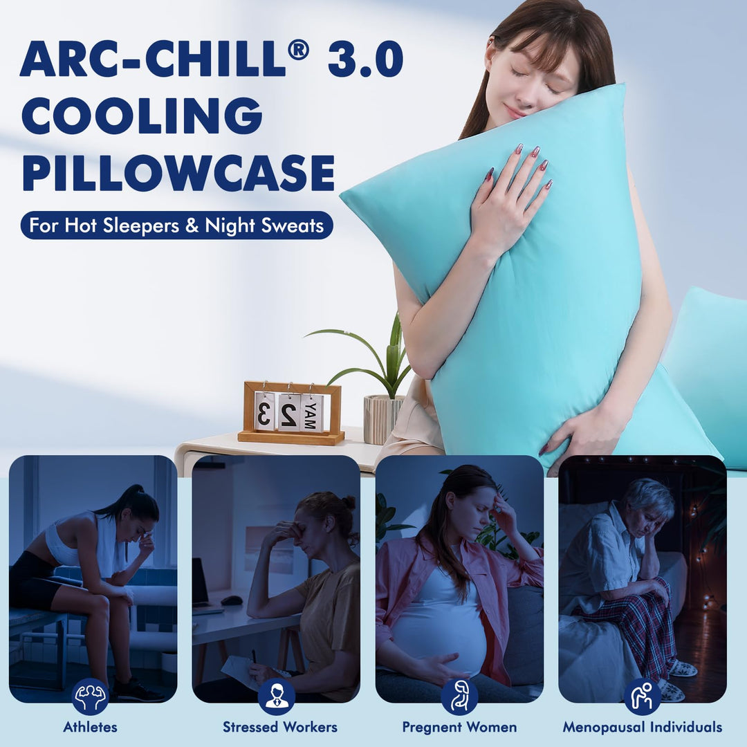 3.0 Cooling Pillowcase – Silver Ion Freshness, Dual-Sided Cool Touch, Ultra-Light & Breathable for Hot Sleepers-Blue | Kalsten