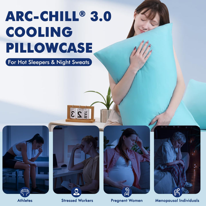 3.0 Cooling Pillowcase – Silver Ion Freshness, Dual-Sided Cool Touch, Ultra-Light & Breathable for Hot Sleepers-Blue | Kalsten