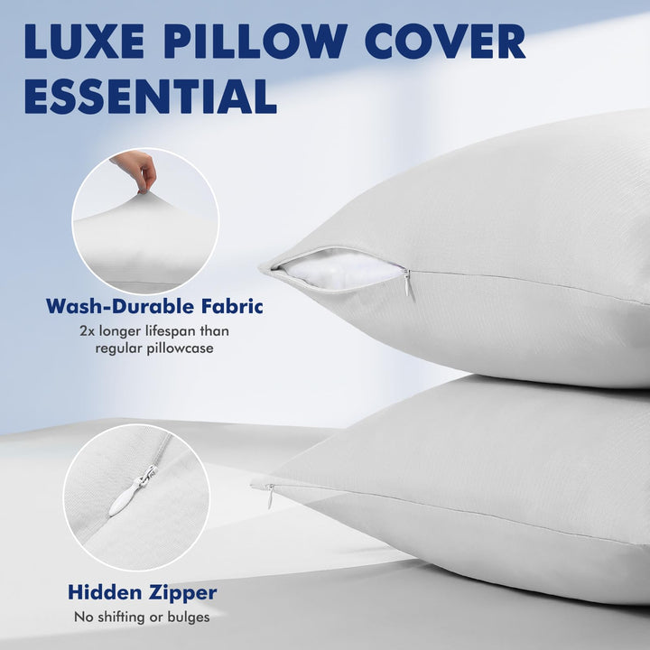 3.0 Cooling Pillowcase – Silver Ion Freshness, Dual-Sided Cool Touch, Ultra-Light & Breathable for Hot Sleepers-Gray | Kalsten