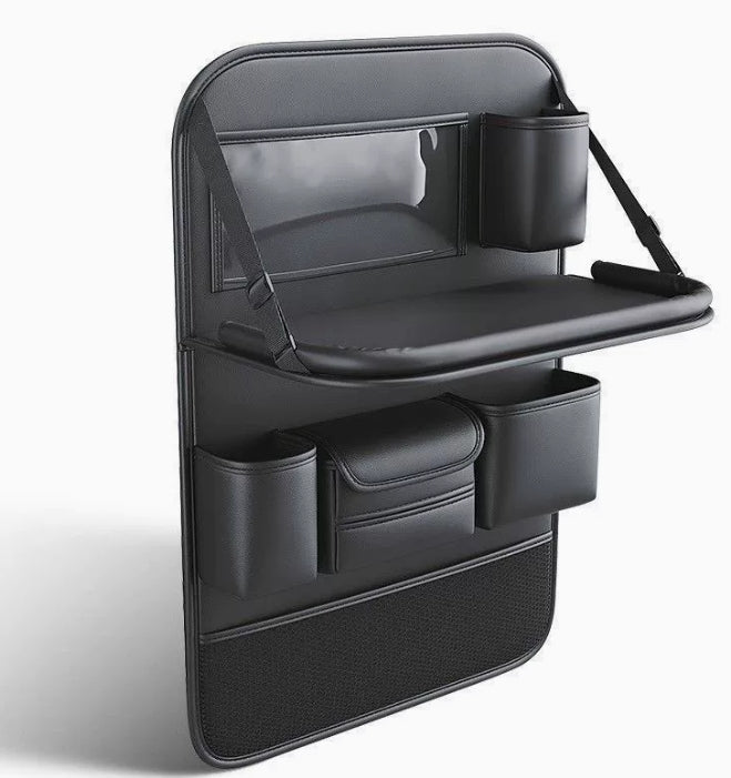 Kalsten | Multifunctional Car Seat Back Large Capacity Storage Bag with 4 USB Charging Ports, Retractable Tray, Tablet Holder, Tissue Storage, Cup Holder, Large Storage Bag and More