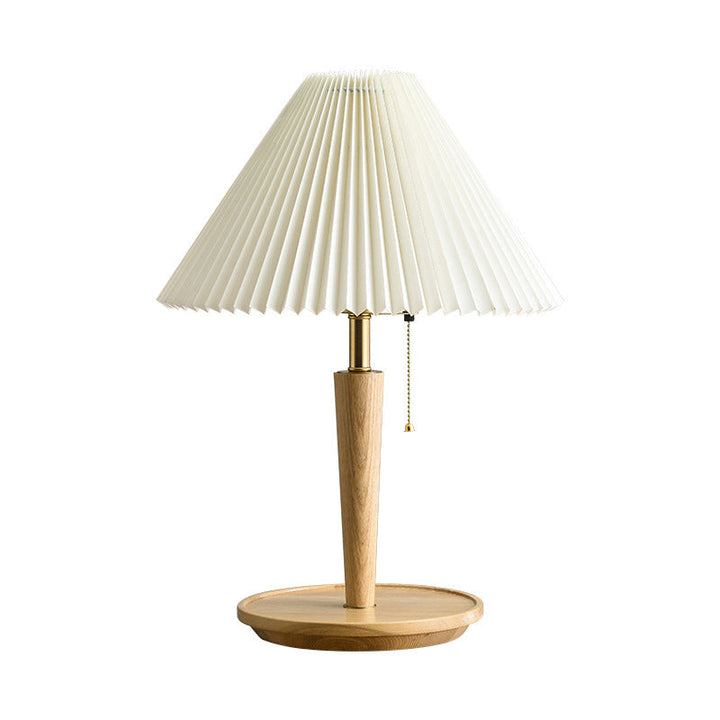 Elegant Vintage Woodly Table Lamp - Table Lamp with Pleated Design Kalsten