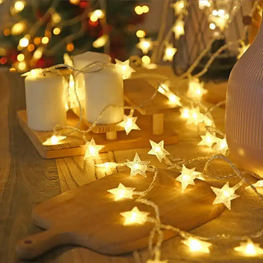 LED string lights 4 meters with stars - Solar powered - | Kalsten