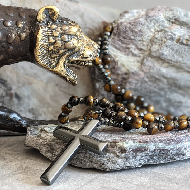 Kalsten | Orion Spiritual Necklace with Tiger Eye & Lapis Lazuli – Men's Rosary