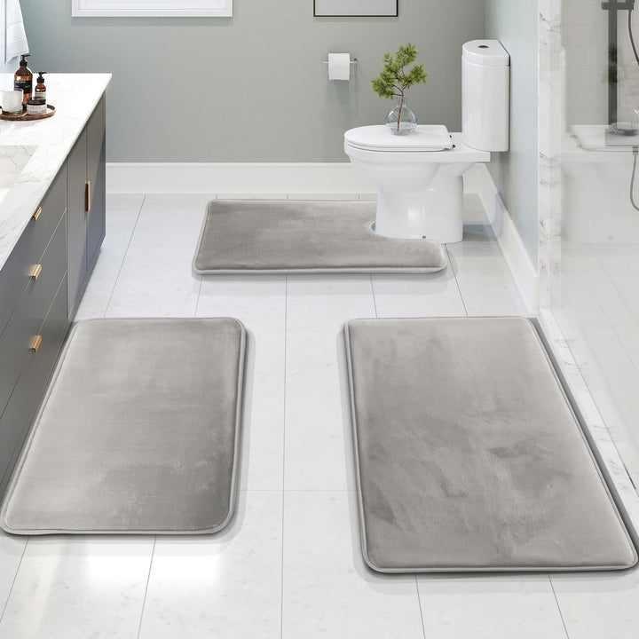 Kalsten | VelvaLuxe 3-piece Memoryfoam Bath Mat Set – Non-slip, Absorbent and Washable