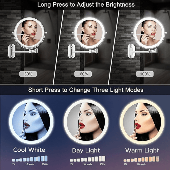 Kalsten | LUMIVIEW – Rechargeable LED Magnifying Mirror with Touch Control