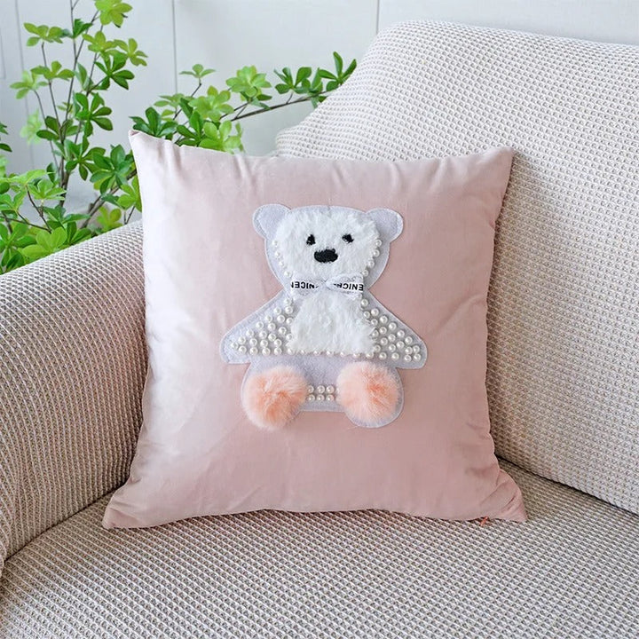 Pink Cushion Cover with Floral Pattern – Decorative Pillowcase for Living Room and Kids Room | Kalsten