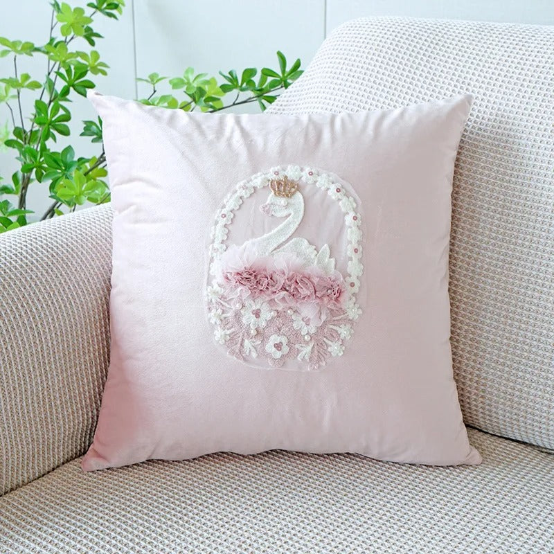 Pink Cushion Cover with Floral Pattern – Decorative Pillowcase for Living Room and Kids Room | Kalsten