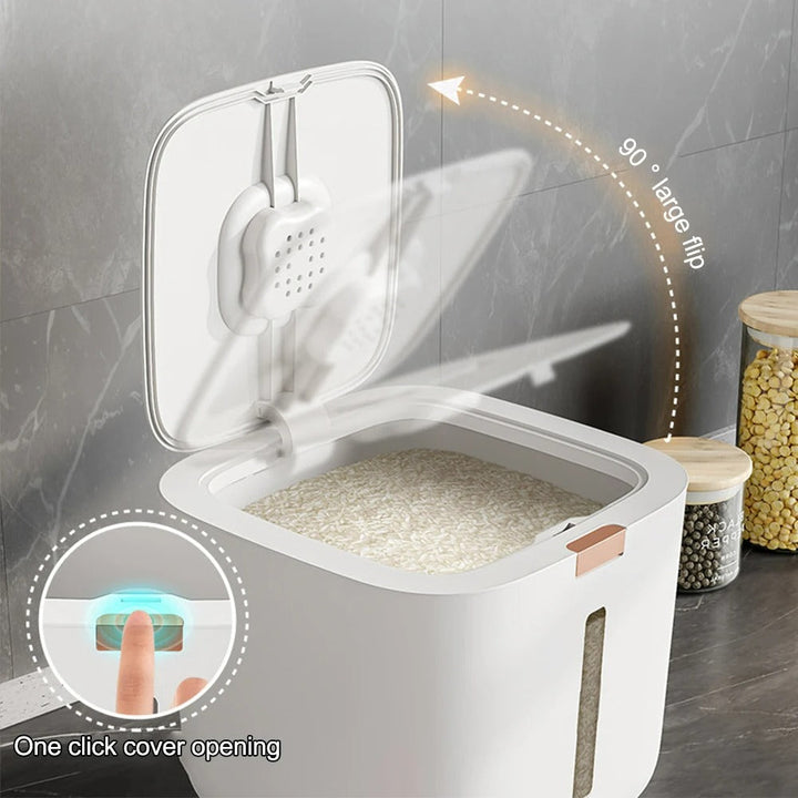 VoorraadKlik – Airtight dispenser box with measuring cup for rice and grains (5 or 10 kg) | Kalsten
