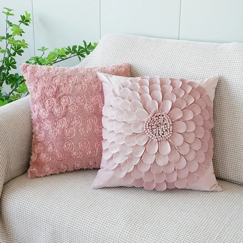 Pink Cushion Cover with Floral Pattern – Decorative Pillowcase for Living Room and Kids Room | Kalsten