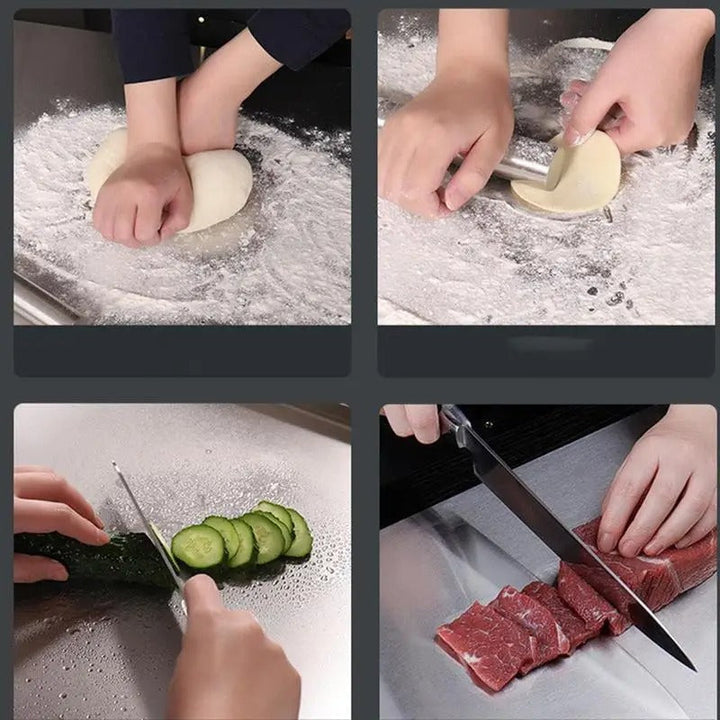 Kalsten | High-quality cutting board made of stainless steel with edge – ideal for homemade pizza, pastries, and more!