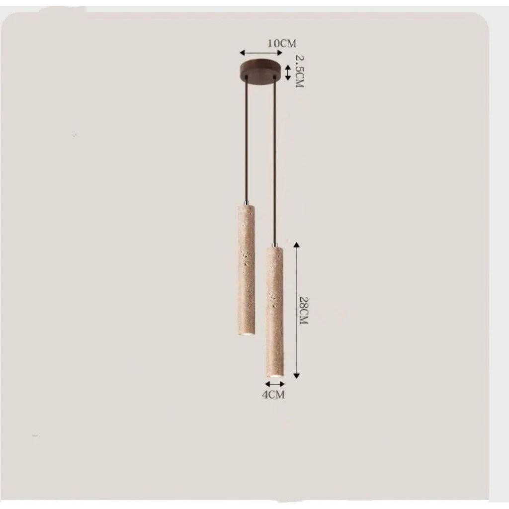 Radiance - Minimalist Longlining Travertine Wabi-Sabi Style LED Chandelier Lights | Kalsten